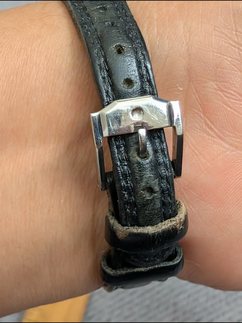 Movado Museum Black Dial Stainless Steel Watch with Black Leather Strap